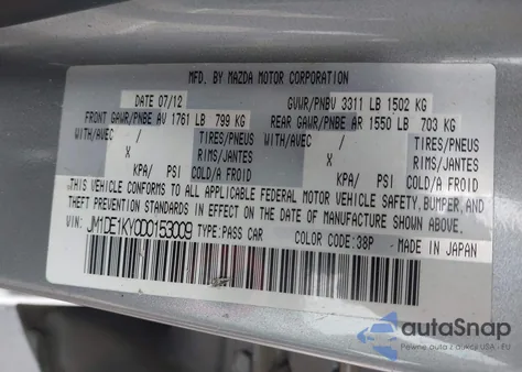 2013 Mazda Mazda2 Sport from USA, damaged, VIN JM1DE1KY0D0153009